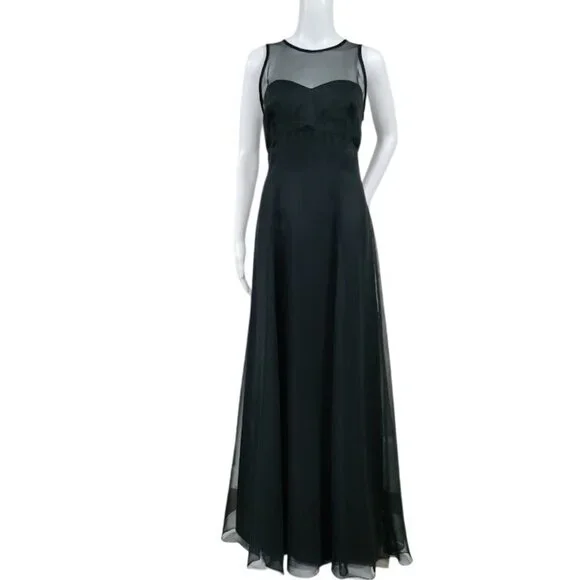 Vintage New Image Luxgoth Wedding Formal Cutout Maxi Dress Black Womens Size 12 - Picture 2 of 13